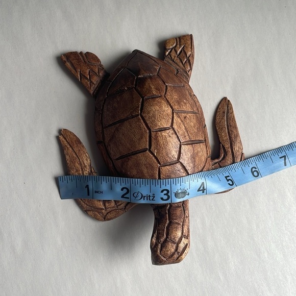 Decorative Wood Turtle Home Accent Brown Eclectic Animal Boho - Picture 10 of 10